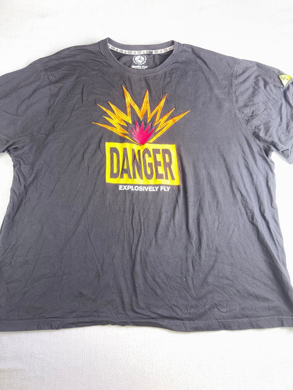 Born Fly MMII Men's 5XL Black Danger Explosively Fly Embroidered Tee